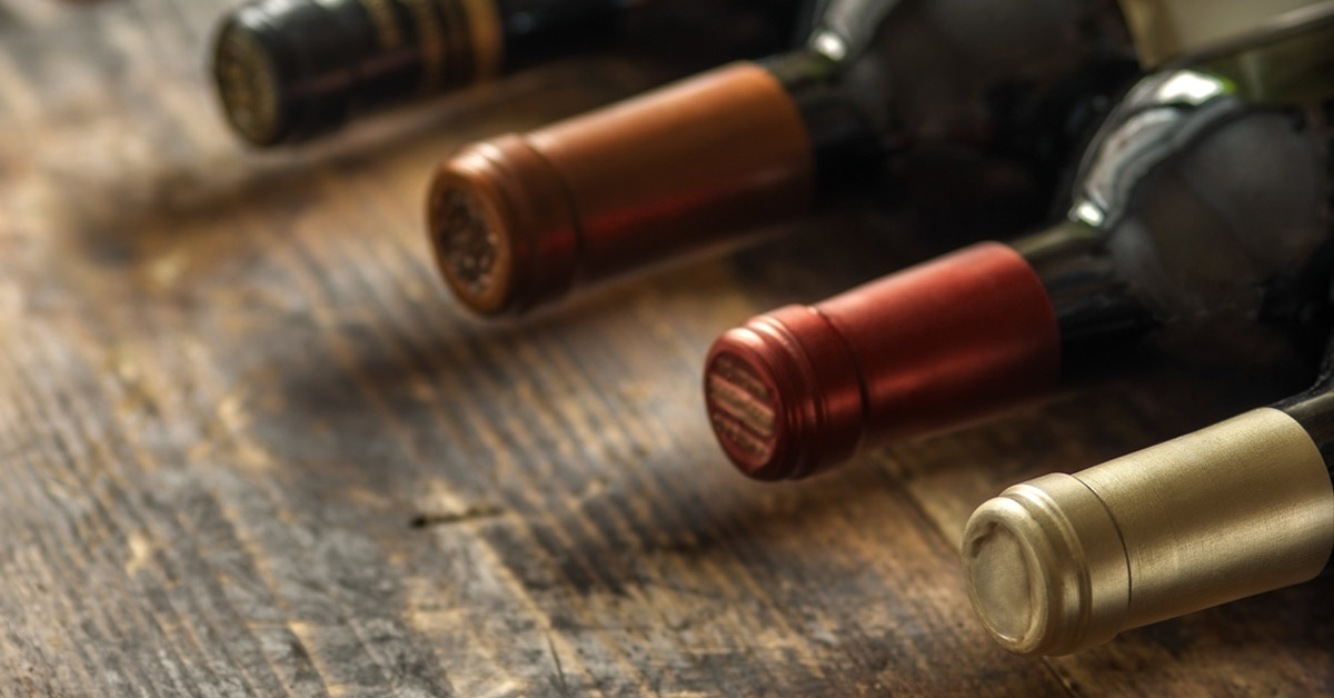 Bottles of wine on wooden case